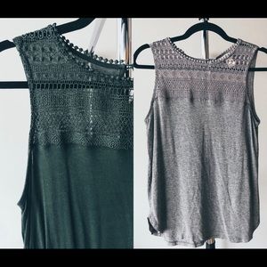 2 Set H&M Crochet Tank Tops Grey and Green